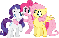 Size: 6180x4045 | Tagged: safe, artist:the-crusius, character:fluttershy, character:pinkie pie, character:rarity, absurd resolution, simple background, transparent background, vector