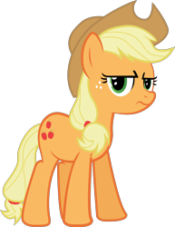 Size: 3388x4378 | Tagged: safe, artist:the-crusius, character:applejack, episode:wonderbolts academy, applejack is not amused, clothing, cowboy hat, female, frown, grumpy, hat, looking at you, reaction image, simple background, solo, stetson, transparent background, unamused, vector