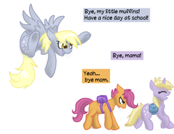 Size: 792x612 | Tagged: safe, artist:cat4lyst, character:derpy hooves, character:dinky hooves, character:scootaloo, species:pegasus, species:pony, equestria's best mother, family, female, filly, foal, headcanon, jossed, mare, scootaloo's parents, simple background, trio, underhoof, white background