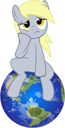 Size: 2540x5000 | Tagged: safe, artist:artpwny, character:derpy hooves, species:pegasus, species:pony, earth, female, giant derpy hooves, giga giant, macro, mare, planet, pony bigger than a planet, simple background, sitting, solo, transparent background, vector