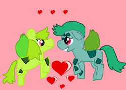 Size: 816x584 | Tagged: safe, artist:rongothepony, bulbasaur, couple, crossover, heart, love, pokémon, ponified
