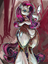 Size: 1284x1700 | Tagged: safe, artist:kvernikovskiy, character:rarity, species:pony, bipedal, female, impossibly wide hips, solo, wide hips