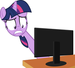 Size: 5000x4487 | Tagged: safe, artist:the-crusius, character:twilight sparkle, .ai available, absurd resolution, computer, do not want, monitor, reaction image, simple background, transparent background, vector