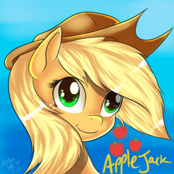 Size: 2000x2000 | Tagged: safe, artist:ac-whiteraven, character:applejack, female, looking at you, portrait, solo
