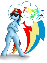 Size: 768x1024 | Tagged: safe, artist:bingodingo, character:rainbow dash, backwards ballcap, clothing, hat, radical, radicalness, sunglasses
