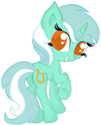 Size: 932x1154 | Tagged: safe, artist:hamatte, character:lyra heartstrings, species:pony, species:unicorn, colored pupils, female, grin, looking back, raised hoof, rear view, simple background, smiling, solo, transparent background