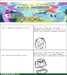 Size: 500x562 | Tagged: safe, artist:flamingo1986, character:rainbow dash, character:twilight sparkle, double rainboom, double rainboom drama, drama, meme, rage comic, rage face