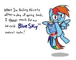 Size: 1170x937 | Tagged: safe, artist:grilledcat, character:rainbow dash, species:pegasus, species:pony, endorsement, female, mare, product placement, simple background, soda can, solo, white background