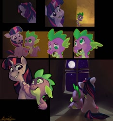 Size: 864x925 | Tagged: safe, artist:frostadflakes, character:spike, character:twilight sparkle, comic, crying, friends, heartwarming, spikelove
