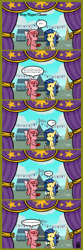 Size: 1024x3072 | Tagged: safe, artist:mangameister, oc, oc only, oc:milky way, oc:red ribbon, species:pony, comic, female, hand puppet, mare, milk, puppet