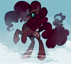 Size: 900x816 | Tagged: safe, artist:kunaike, character:nightmare pinkie pie, character:pinkie pie, black sclera, corrupted, female, nightmare (entity), nightmarified, rearing, solo