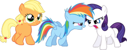 Size: 802x318 | Tagged: safe, artist:schwarzekatze4, character:apple bloom, character:applejack, character:rainbow dash, character:rarity, character:scootaloo, character:sweetie belle, harmony-verse, alternate universe, angry, cute, cutie mark crusaders, female, filly, filly applejack, filly rainbow dash, filly rarity, rarity is not amused, role reversal, simple background, transparent background, unamused, vector, younger