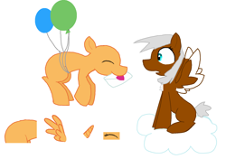 Size: 1695x1193 | Tagged: safe, artist:rongothepony, oc, oc only, species:pegasus, species:pony, balloon, collaboration, letter, love, valentine