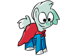 Size: 1146x833 | Tagged: safe, artist:olympic tea bagger, cape, clothing, darkness, footed sleeper, humongous entertainment, no need to hide when it's dark outside, pajama man, pajama sam, pajamas, ponified, sam, solo, you are what you eat from your head to your feet