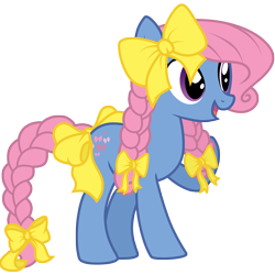 Size: 3000x3000 | Tagged: safe, artist:sunley, character:bowtie (g1), species:earth pony, species:pony, g1, g4, bow, braid, braided tail, female, g1 to g4, generation leap, hair bow, mare, simple background, solo, tail bow, transparent background, vector