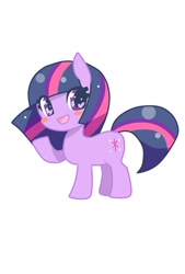Size: 1280x1895 | Tagged: safe, artist:born-to-die, character:twilight sparkle, blushing, cute, female, happy, looking at you, open mouth, simple background, smiling, solo, twiabetes, waving, weapons-grade cute, white background
