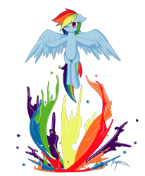 Size: 1200x1457 | Tagged: safe, artist:xonitum, character:rainbow dash, species:pegasus, species:pony, female, flying, looking at you, mare, one eye closed, paint, signature, simple background, smiling, solo, transparent background