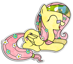 Size: 1481x1311 | Tagged: safe, artist:kennyklent, character:fluttershy, bandana, female, glasses, hippieshy, solo