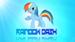 Size: 1920x1080 | Tagged: safe, artist:divideddemensions, character:rainbow dash, species:pegasus, species:pony, abstract background, female, lens flare, mare, raised hoof, solo, wallpaper