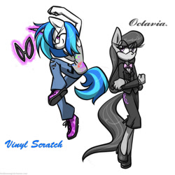 Size: 894x894 | Tagged: safe, artist:hoshinousagi, character:dj pon-3, character:octavia melody, character:vinyl scratch, species:anthro, species:plantigrade anthro, clothing, sonic the hedgehog (series), sonicified, species swap, style emulation