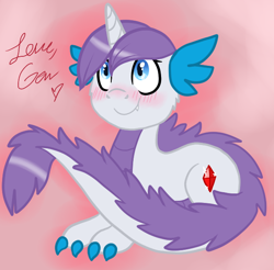 Size: 614x604 | Tagged: safe, artist:cat4lyst, oc, oc only, oc:gem, parent:rarity, parent:spike, parents:sparity, species:dracony, hybrid, interspecies, interspecies offspring, my little pony genesis, offspring, solo