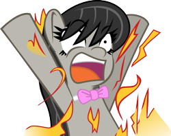 Size: 689x547 | Tagged: safe, artist:haetran, artist:reiduran, character:octavia melody, female, fire, panic, reaction image, simple background, solo, transparent background, vector