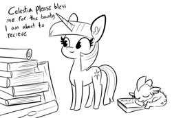 Size: 2088x1440 | Tagged: safe, artist:tjpones, character:spike, character:twilight sparkle, character:twilight sparkle (unicorn), species:pony, species:unicorn, g4, that pony sure does love books
