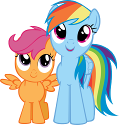Size: 2458x2578 | Tagged: safe, artist:kishmond, character:rainbow dash, character:scootaloo, simple background, transparent background, vector