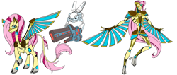 Size: 2125x900 | Tagged: safe, artist:atomic-chinchilla, character:angel bunny, character:fluttershy, beast machines, beast wars, crossover, roboticization, species swap, transformers