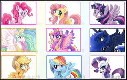 Size: 1000x632 | Tagged: safe, artist:schnuffitrunks, character:applejack, character:fluttershy, character:pinkie pie, character:rainbow dash, character:rarity, character:twilight sparkle, character:twilight sparkle (alicorn), species:alicorn, species:pony, female, mane six, mare