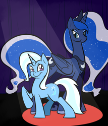 Size: 3000x3500 | Tagged: safe, artist:graphic-lee, character:princess luna, character:trixie, stage