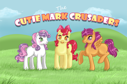 Size: 1500x987 | Tagged: safe, artist:amenoo, character:apple bloom, character:scootaloo, character:sweetie belle, g1, adorabloom, cute, cutealoo, cutie mark crusaders, diasweetes, g4 to g1, generation leap