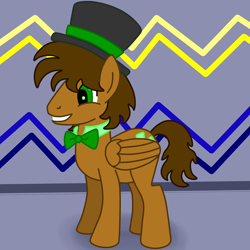 Size: 1280x1280 | Tagged: safe, artist:emerald rush, bow tie, clothing, hat, peridot rush, rule 63, solo, top hat