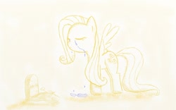 Size: 960x600 | Tagged: safe, artist:dennyhooves, character:fluttershy, crying, female, grave, solo