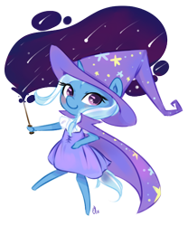 Size: 500x600 | Tagged: safe, artist:omgproductions, character:trixie, species:pony, bipedal, clothing, dress, female, solo, wand
