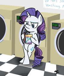 Size: 836x981 | Tagged: safe, artist:grilledcat, character:princess celestia, character:rarity, species:pony, species:unicorn, g4, bipedal, bipedal leaning, female, laundromat, leaning, magazine, mare, people magazine, reading, solo, washing machine