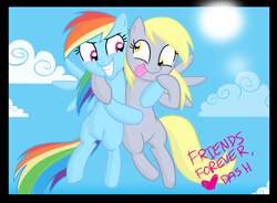 Size: 1600x1178 | Tagged: safe, artist:thex-plotion, character:derpy hooves, character:rainbow dash, species:pegasus, species:pony, female, friendshipping, mare