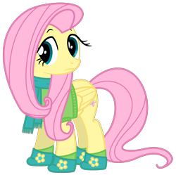 Size: 2000x1992 | Tagged: safe, artist:philiptomkins, character:fluttershy, boots, bottomless, clothing, female, partial nudity, scarf, short-sleeved sweater, simple background, solo, sweater, sweatershy, transparent background, vector