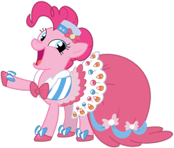 Size: 2000x1694 | Tagged: safe, artist:philiptomkins, character:pinkie pie, species:earth pony, species:pony, episode:suited for success, g4, my little pony: friendship is magic, clothing, cute, diapinkes, dress, female, gala dress, simple background, solo, transparent background, vector