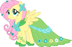 Size: 2000x1315 | Tagged: safe, artist:philiptomkins, character:fluttershy, episode:suited for success, g4, my little pony: friendship is magic, clothing, dress, female, gala dress, simple background, solo, transparent background, vector