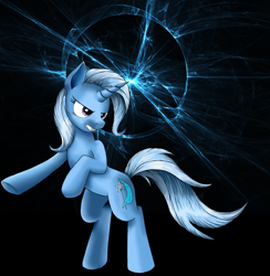 Size: 1250x1280 | Tagged: safe, artist:robsa990, character:trixie, species:pony, species:unicorn, black background, female, hatless, magic, mare, missing accessory, rearing, simple background, solo