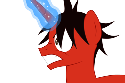 Size: 1500x1000 | Tagged: safe, artist:jofca, oc, oc only, oc:zero divide, ponysona, species:pony, species:unicorn, angry, bust, gritted teeth, magic, nose wrinkle, simple background, solo, transparent background