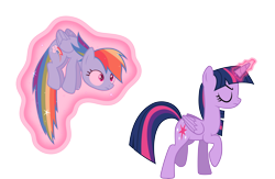 Size: 7411x4837 | Tagged: safe, artist:abion47, character:rainbow dash, character:twilight sparkle, character:twilight sparkle (alicorn), species:alicorn, species:pony, episode:daring don't, g4, my little pony: friendship is magic, .ai available, .svg available, absurd resolution, female, levitation, magic, mare, simple background, stern, transparent background, vector