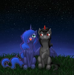 Size: 886x902 | Tagged: safe, artist:holka13, character:king sombra, character:princess luna, ship:lumbra, female, male, shipping, straight, younger