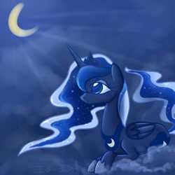 Size: 500x500 | Tagged: safe, artist:isa-isa-chan, character:princess luna, cloud, cloudy, female, moon, solo