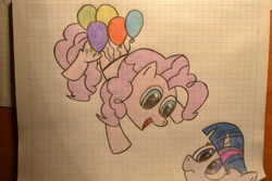 Size: 1024x683 | Tagged: safe, artist:ghostofwar909, character:pinkie pie, character:twilight sparkle, traditional art