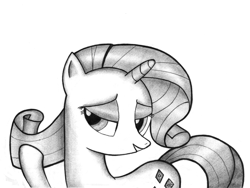 Size: 1174x881 | Tagged: safe, artist:ghostofwar909, character:rarity, female, monochrome, solo, traditional art