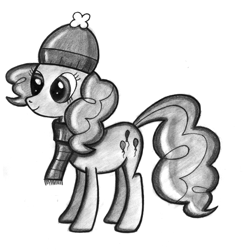 Size: 788x811 | Tagged: safe, artist:ghostofwar909, character:pinkie pie, female, monochrome, solo, traditional art