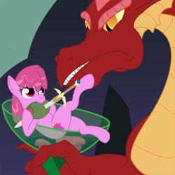 Size: 900x900 | Tagged: safe, artist:philith, character:basil, character:berry punch, character:berryshine, species:dragon, cocktail, sword