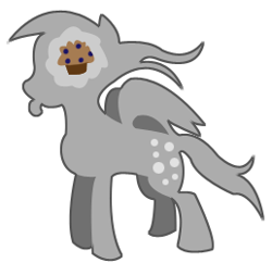 Size: 258x250 | Tagged: safe, artist:philith, character:derpy hooves, species:pegasus, species:pony, brain, female, mare, muffin, silhouette, solo